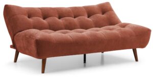Lux Sofa Bed in Venus Terracotta chenille fabric showing Click clack opening