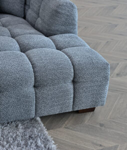 Side view of the Tribeca Corner Sofa in Iron Bouclé fabric