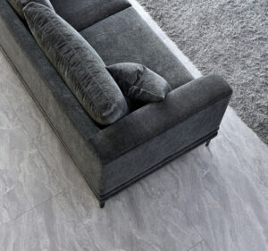 Top view of Lenox Sofa in Steel Velvet with deep cushions