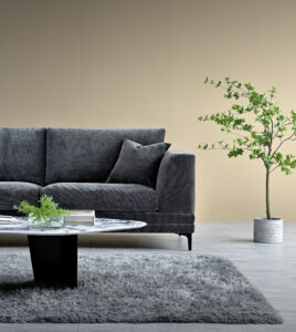 Side view of Lenox Sofa in Steel Velvet with elegant design