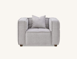 Murray Sofa Chair in Putty Boucle fabric with contemporary Chesterfield design