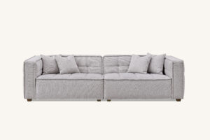 4 seater Murray Sofa in Putty Boucle fabric with contemporary Chesterfield design