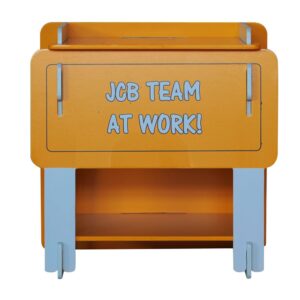 My 1st JCB yellow and grey bedside table with "JCB Team at Work!" design.