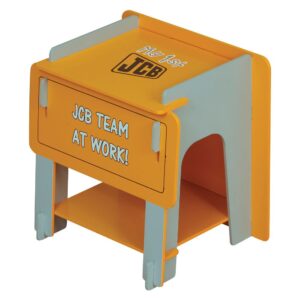 My 1st JCB yellow and grey bedside table with "JCB Team at Work!" design.