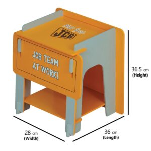 My 1st JCB yellow and grey bedside table with "JCB Team at Work!" design.