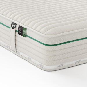 Close-up of Jay-Be Bamboo Hybrid 2000 e-Pocket Mattress, showing its quilted surface and green accent line.