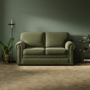 Heritage Sofa Bed in Green Bottle Green with Rolled Arms and Elegant Design