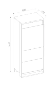 Technical drawing of the Quant Door Cabinet with precise measurements of width, height, and depth.