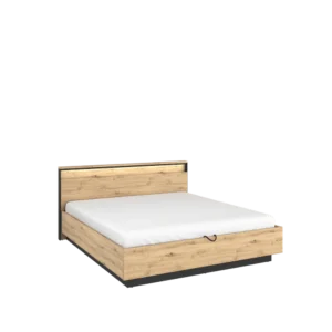 Quant wooden ottoman bed with a closed storage compartment, showcasing its sleek and compact design.