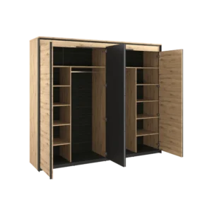 Interior of the Quant Hinged Wardrobe showcasing empty compartments for storage.