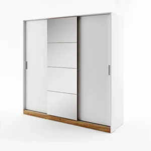 Dentro Sliding Wardrobe with a sleek mirrored front and white finish