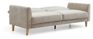Harvey Sofa Bed in Venus Taupe chenille with the back folded flat into a bed