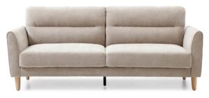 Harvey Sofa Bed in Venus Taupe chenille from the side with the headrests lowered