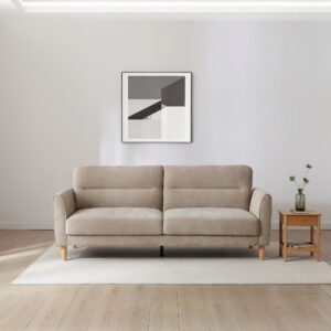 Harvey sofa bed with wooden legs in Venus Taupe chenille in a living room
