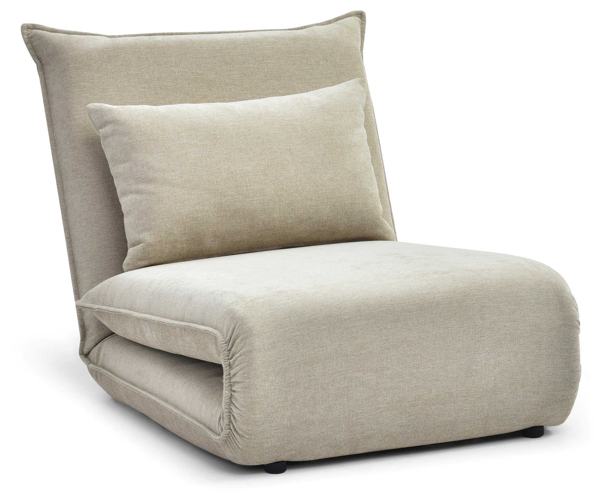 Side view of the Carter Sofa Bed in Dionysus Taupe chenille folded into its compact seat position
