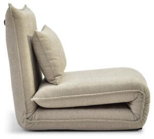 Carter Sofa Bed in Dionysus Taupe chenille from the side with the backrest part-reclined