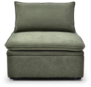 Rhodes Single Seat Sofa Bed in Dionysus Olive chenille viewed straight on