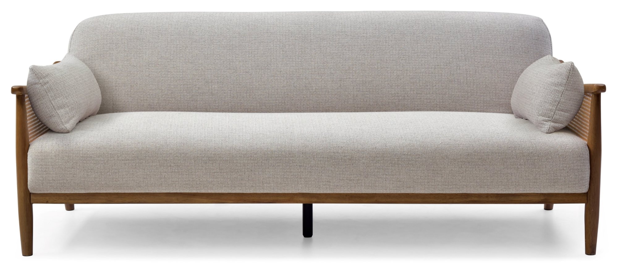 Zara Rattan Arm Sofa Bed with bolster cushions at each end