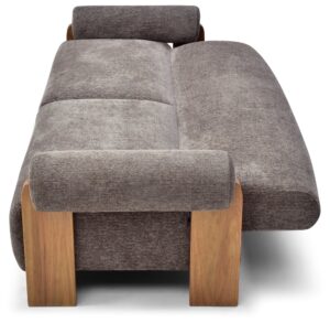 Mila Sofa Bed in Mercury Mocha soft chenille opened flat into a bed
