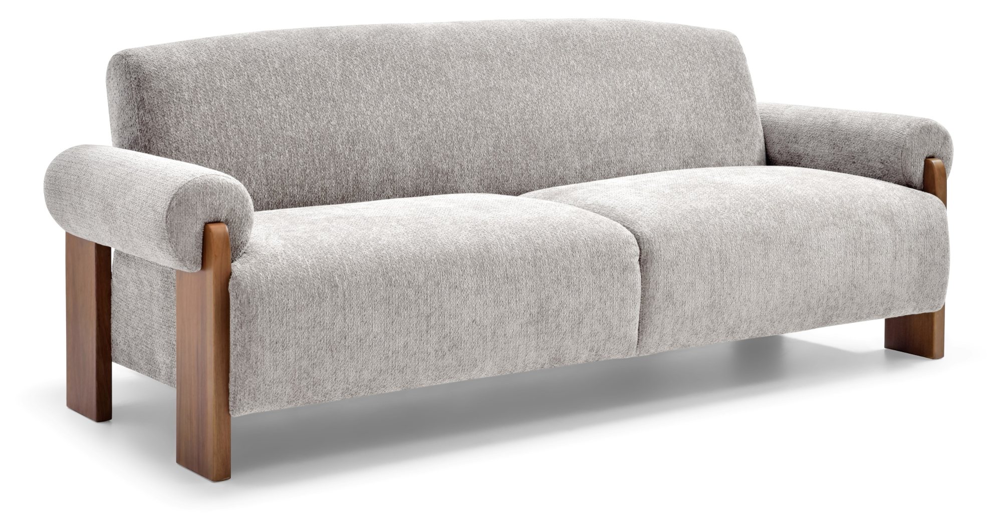 Mila Sofa Bed in Mercury Natural soft chenille viewed from the front