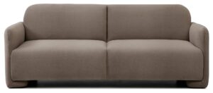 Murphy Sofa Bed in Mohair Taupe flat velvet viewed from the front at an angle