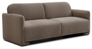 Murphy Sofa Bed in Mohair Taupe flat velvet viewed from the front