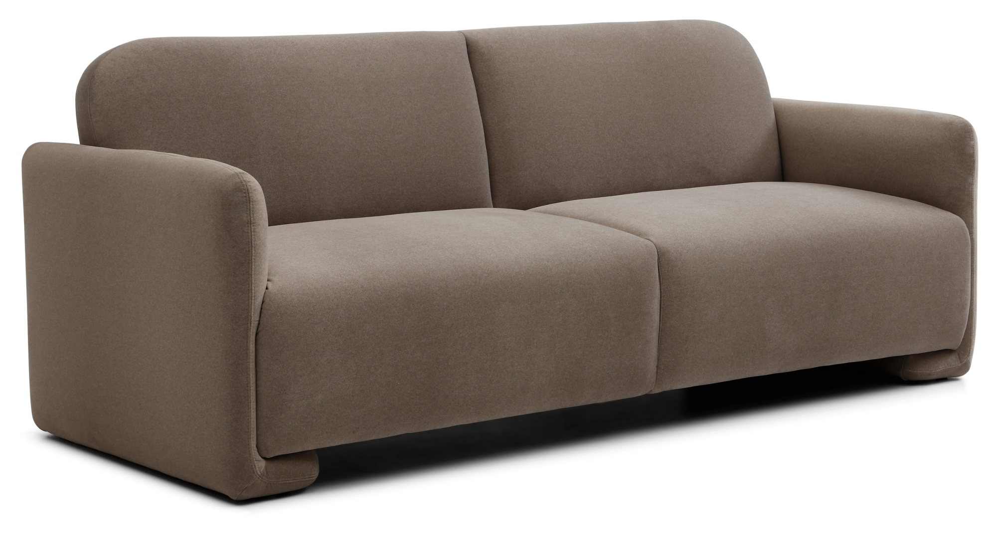 Murphy Sofa Bed in Mohair Taupe flat velvet viewed from the front