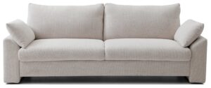 Evelyn Sofa Bed viewed straight on, showing its low squared arms