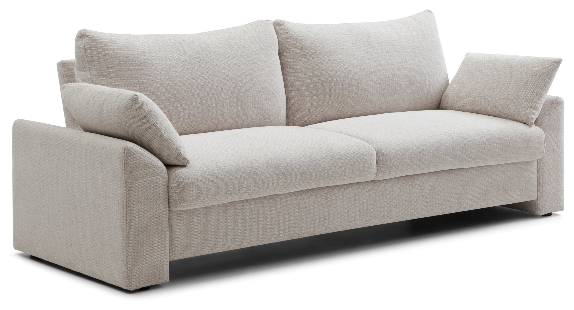 Evelyn Sofa Bed viewed from the front at an angle with scatter cushions