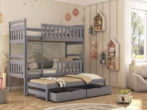 Wooden Bunk Bed Viki with Trundle and Storage, front view — Arte-N bunk bed
