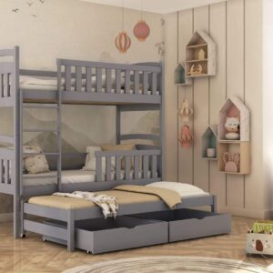 Wooden Bunk Bed Viki with Trundle and Storage, front view — Arte-N bunk bed