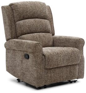 Baxter Manual Recliner Chair in grey chunky woven chenille, upright