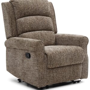 Baxter Manual Recliner Chair in grey chunky woven chenille, upright