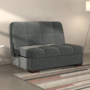 Harper A Frame sofa bed in Piero Thunderstorm slate blue fabric, shown as a sofa in a living room setting