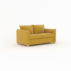 Oliver sofa bed in Sunningdale Saffron fabric, shown as a sofa