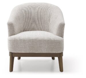 Ella Tub Chair in distressed olive chenille, front view