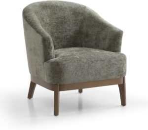 Antique wood plinth and leg detail on the Ella tub chair