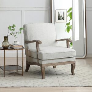 Colwell Armchair in cream linen, front view