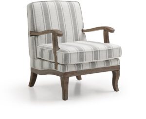 Wooden arm and curved leg detail on the Colwell chair