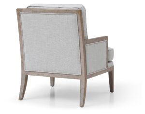 Rear view of the Beatrice Armchair showing the wood frame