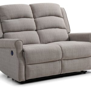 Baxter 2 Seater Electric Recliner Sofa in grey chunky woven chenille, upright