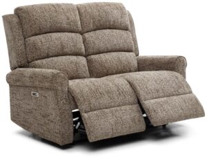 Baxter 2 Seater Recliner from the side showing the reclining profile