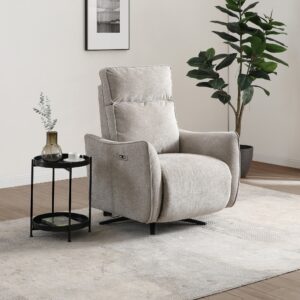 Close-up of the soft chenille upholstery on the Finn chair