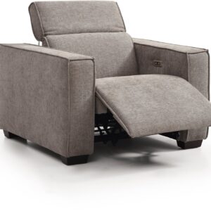 Primo Electric Recliner Chair in mole woven chenille, upright