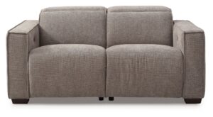 Primo Electric 2 Seater Recliner Sofa in mole woven chenille, upright