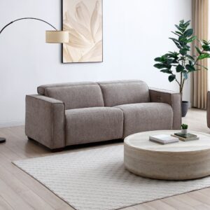 Primo electric recliner sofa side view showing the reclined depth