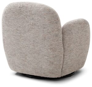 Micky Swivel Chair in natural chunky textured bouclé with curved arms
