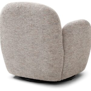 Micky Swivel Chair in natural chunky textured bouclé with curved arms
