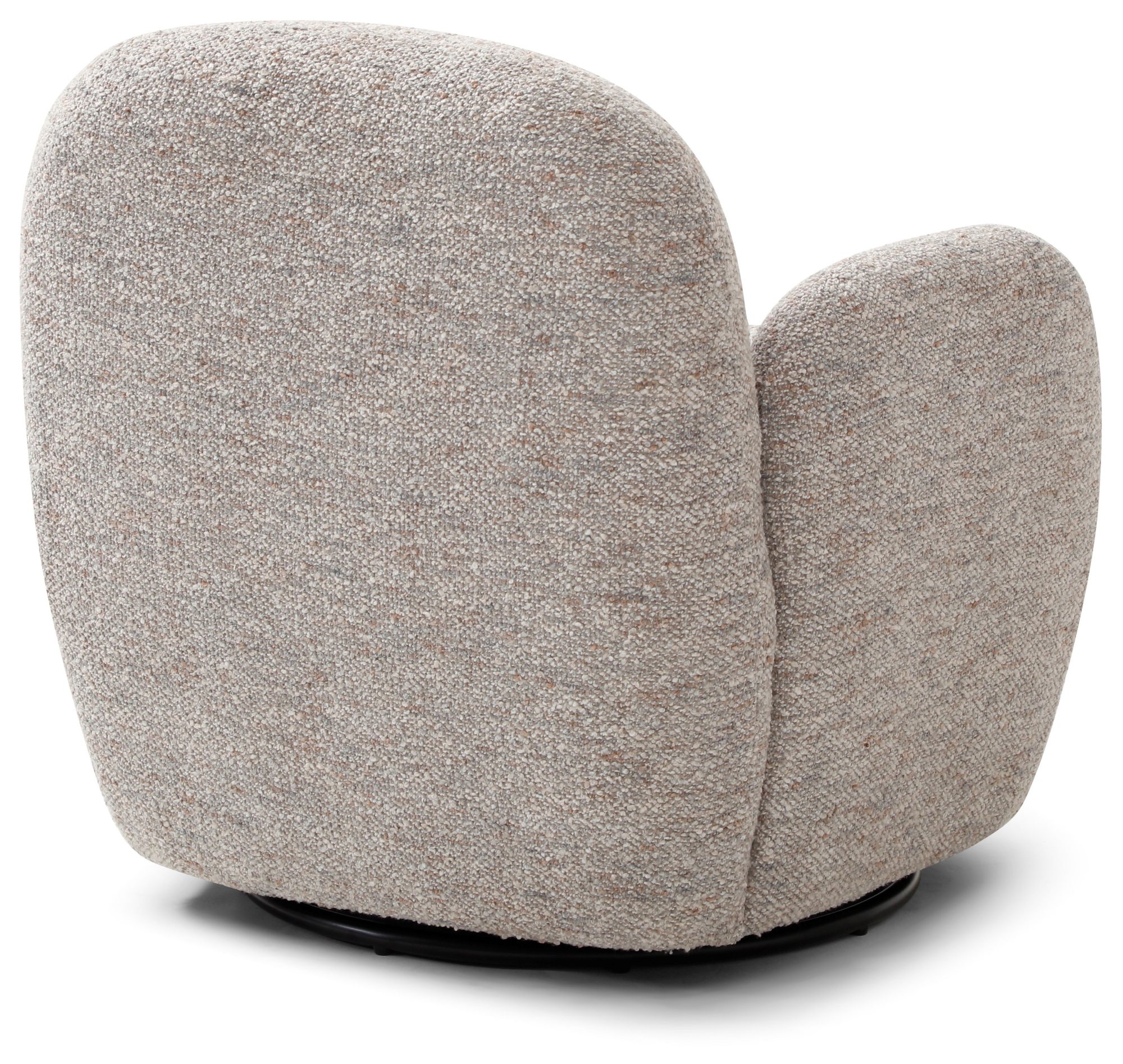 Micky Swivel Chair in natural chunky textured bouclé with curved arms