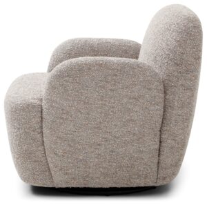 Micky Swivel Chair in olive bouclé
